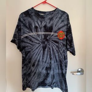 Original black tie dye Santa Cruz skateboards red dot tshirt